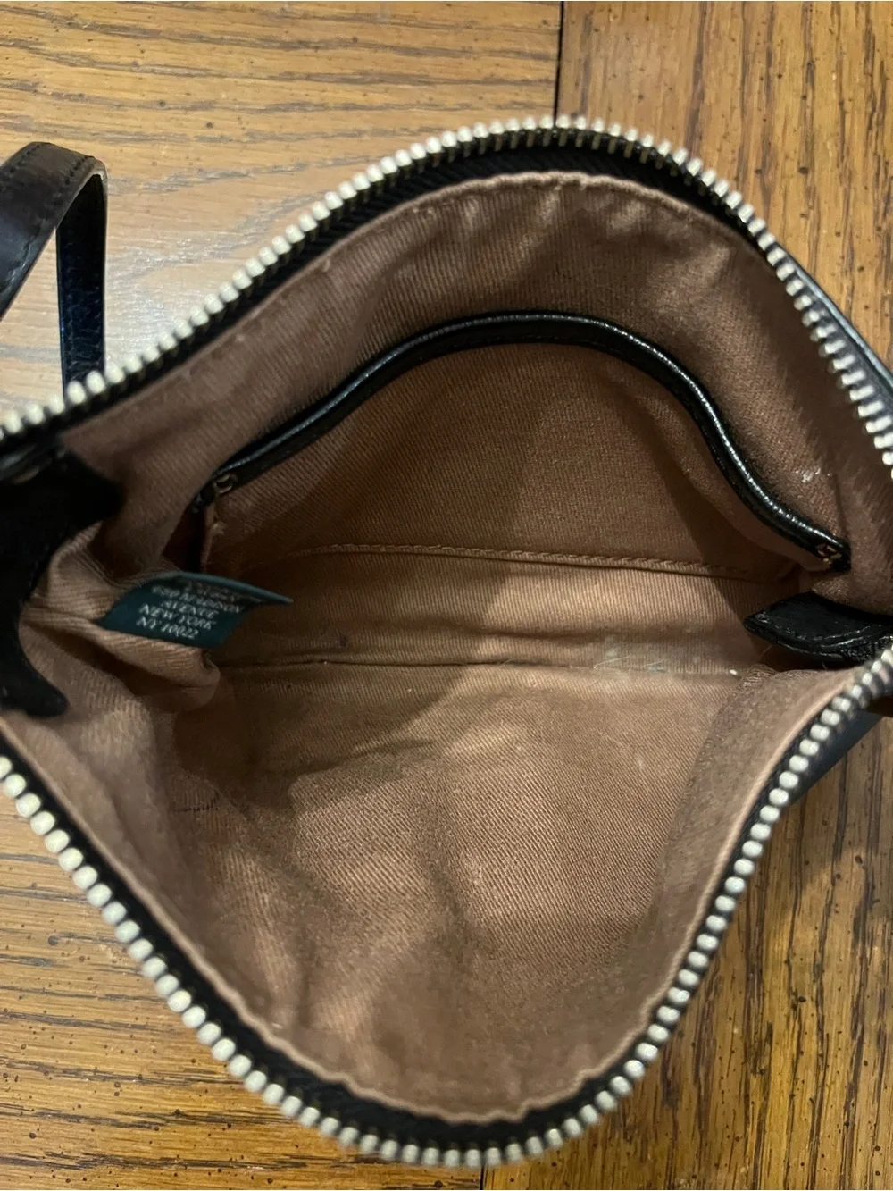 Lauren‎ Ralph Lauren Black Leather Wristlet with Metal Logo Plate